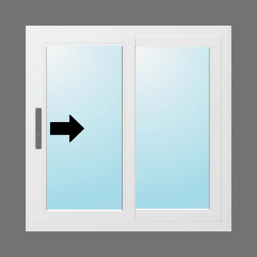 S58CD ventana de pvc blanca corredera 2 hojas móviles 100x100cm apertura