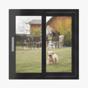 ventana de pvc negro corredera 2 hojas móviles 100x100cm S58CD