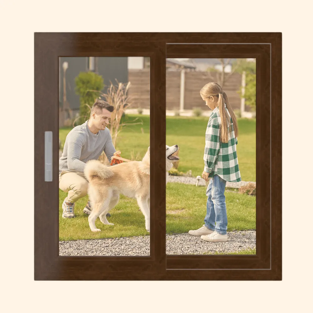 ventana de pvc nogal corredera 2 hojas móviles 100x100cm S58CD